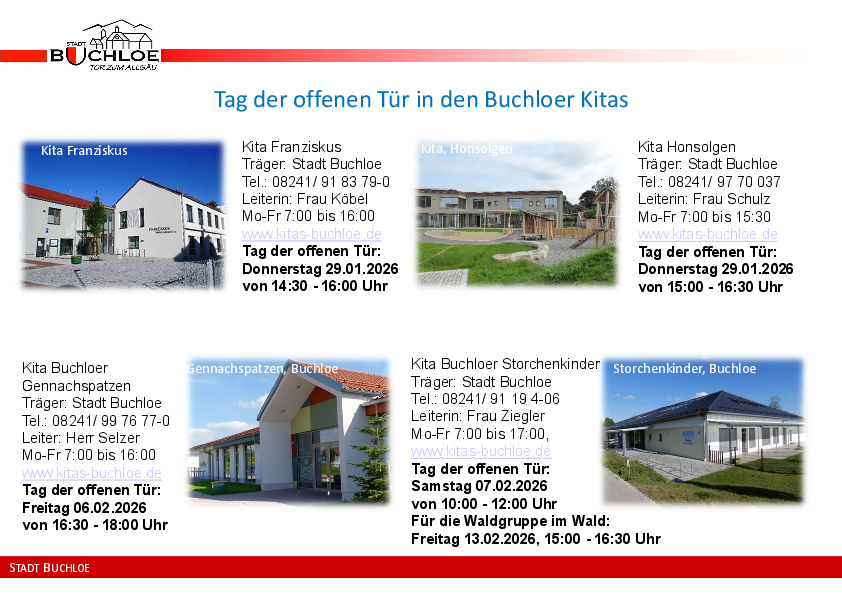 Tag der offenen Tür in den Buchloer Kitas