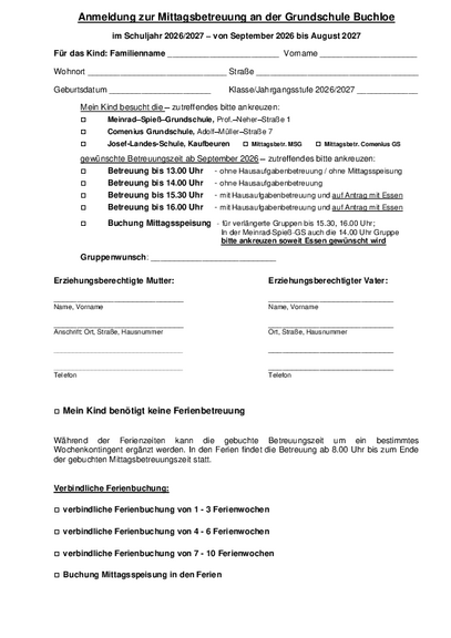 Anmeldeformular 2026-2027